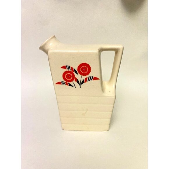 Vintage Universal Potteries Inc. Ceramic White Square Jug Pitcher - Picture 1 of 7